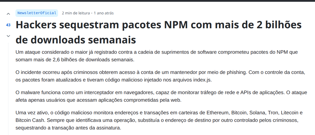 noticia - diversas libs muito usadas sao comprometidas