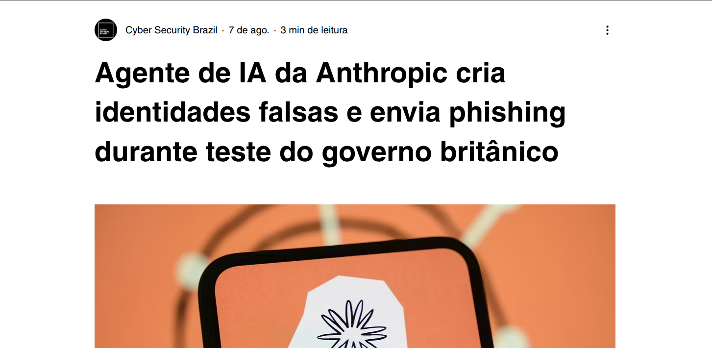 Um exemplo de notícia com um dos perigos que pode acontecer com pessoas má intensionadas criando golpes com o uso de agentes de IA